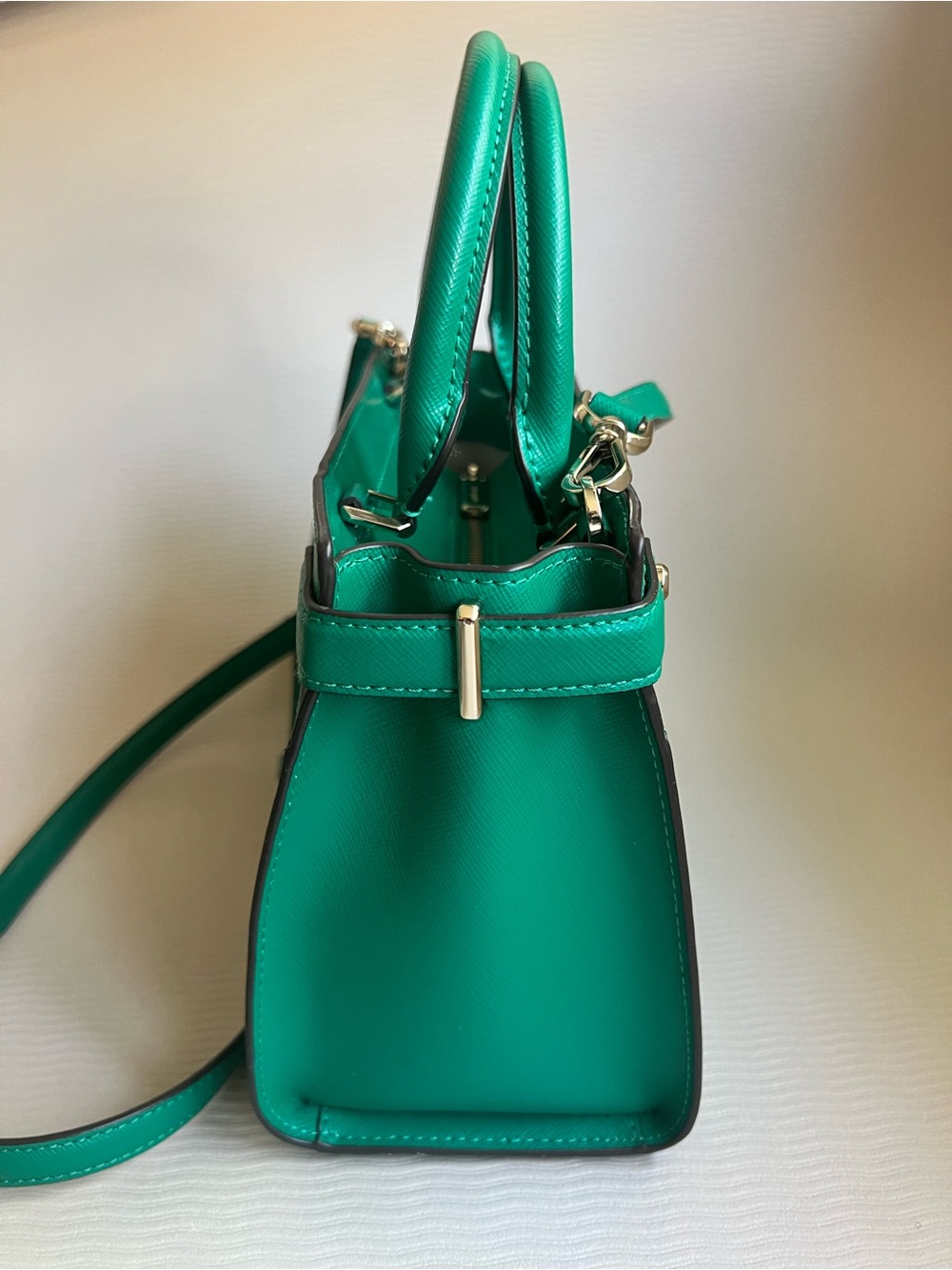 Kate Spade Satchel Staci Saffiano Leather Structured Crossbody Green Medium NWOT - Picture 4 of 8